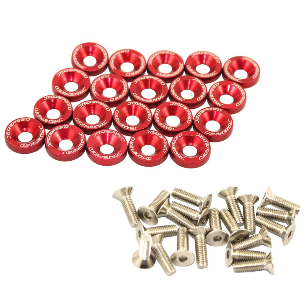 20 arandelas de guardabarros de aluminio CNC rojo