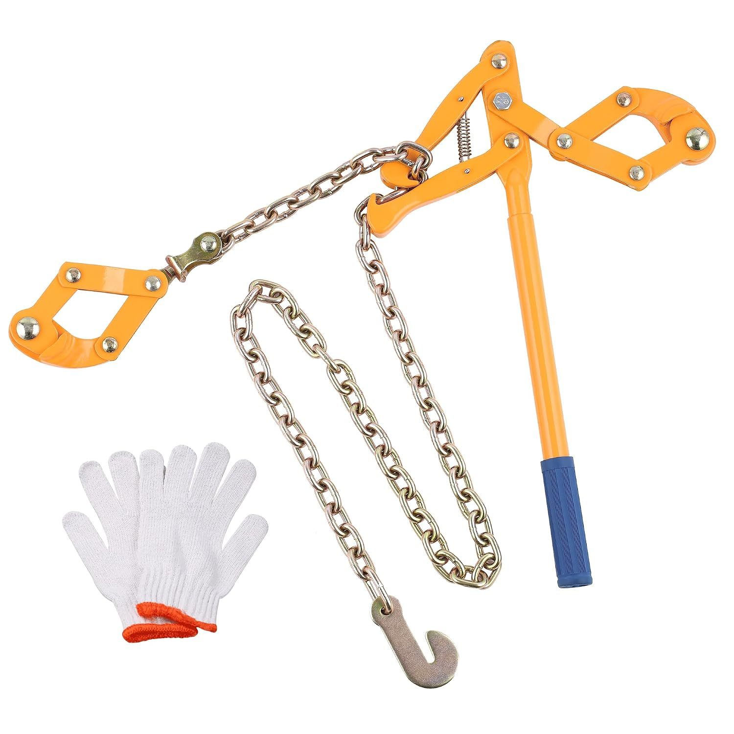 Chain Fence Strainer Plain Barbed Woven Wire Stretcher Tool for Center & End Post Pull, Carbon Steel Fence Tensioner Repair Tool, 47.25" Chain Capacity 2200Lbs Farm, Ranch (Yellow, 1 Pack)
