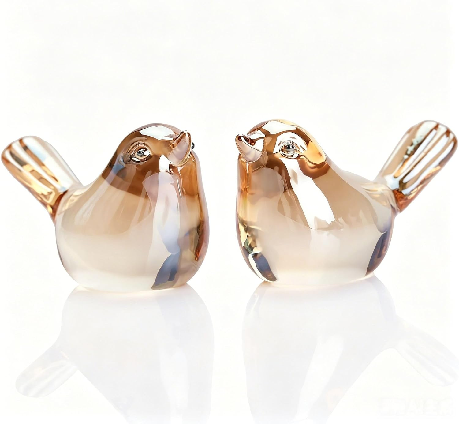 Small Bird Figurines Home Decor Glass Crystal Bird Statue Modern Style Decorative Ornaments for Living Room, Bedroom, Farmhouse, Office Desktop, Book Shelf, Coffee Table, Cabinets (Gold)