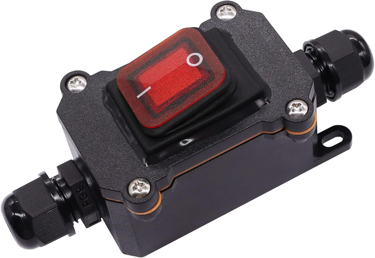 Weideer 12V Switch IP67 Waterproof Inline Cord Switch On/Off 30A 24V/12 Volt Red LED Inline Power Lamp Rocker Toggle Switch Outdoor Switch