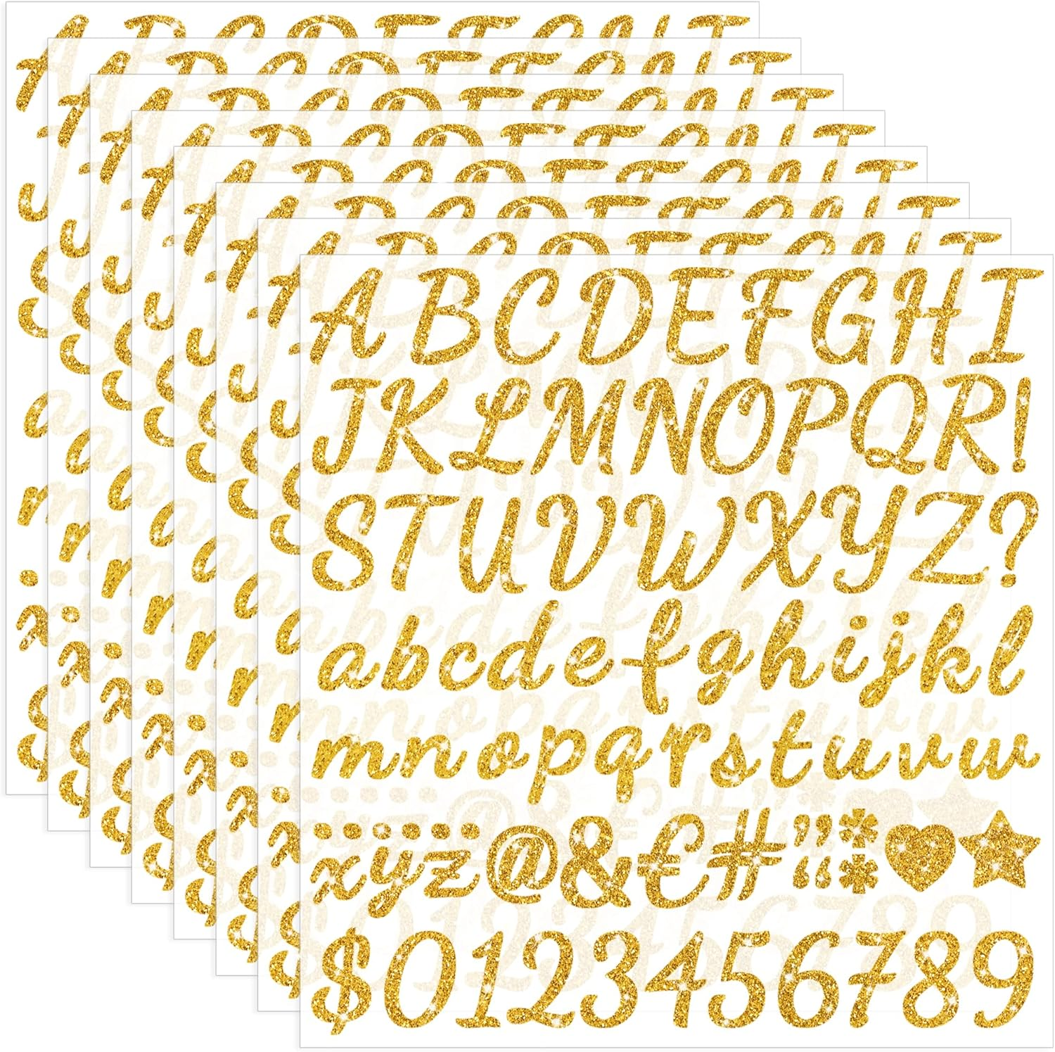 664 PCS Gold Letter Stickers Glitter 8 Sheets Alphabet Number Stickers 1 Inch Vinyl Self Adhesive Stick on Letters for Graduation Cap Scrapbooking Water Bottles Cup Mailbox DIY Crafts Classroom Decor