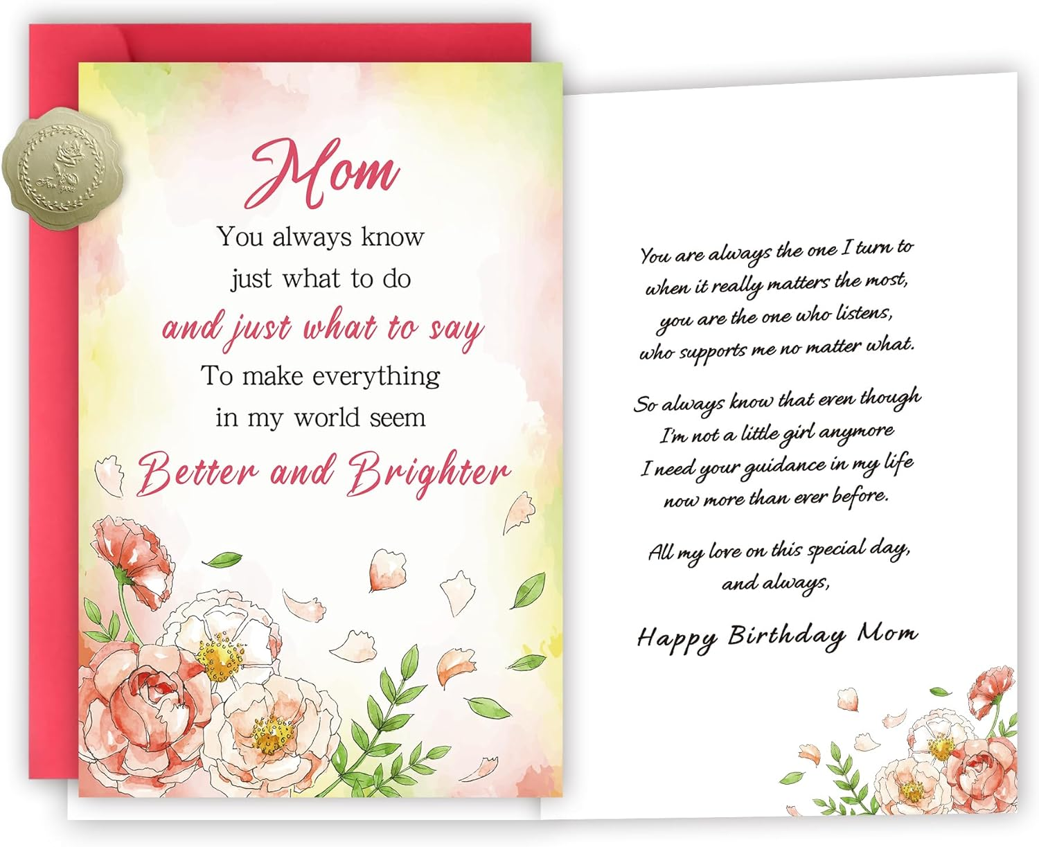 Mom Birthday Card, Happy Birthday Gifts for Mother from Daughter, Beautiful Birthday Decorations for Mom