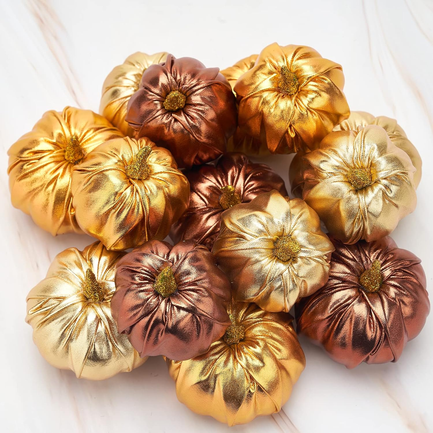 Pumpkin Decorations Fake Foam Harvest Decorative Gold Pumpkins Set of 12 Table Centerpiece Farmhouse Thanksgiving Fall Decorations for Home