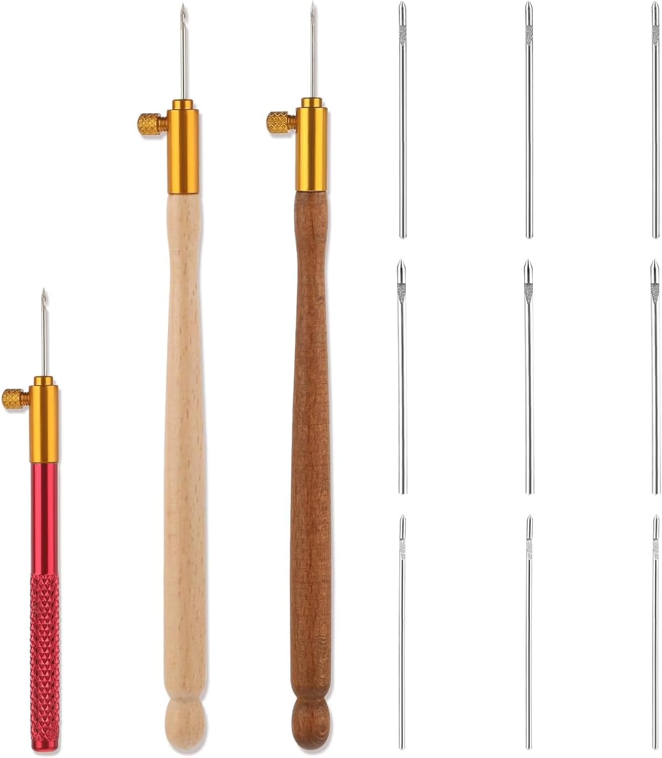 3Pcs Tambour Tools, Stainless Steel Wood Handle Embroidery Crochet Hooks with...