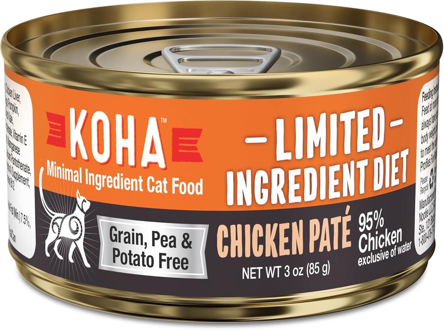 KOHA Limited Ingredient Diet Chicken Pate for Cats - Single Meat Wet Cat Food for Sensitive Stomachs - Pate Cat Food with No Fillers - 3Oz Pack of 24