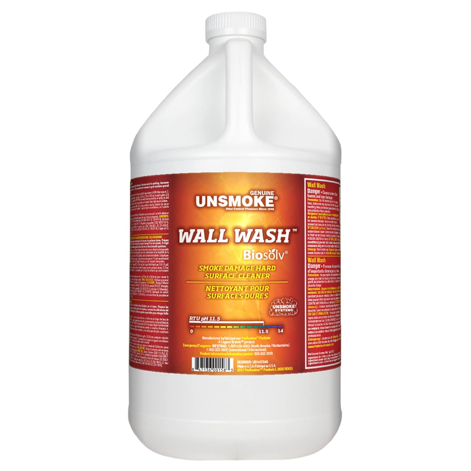 Unsmoke Wall Wash with Biosolv, Multipurpose Degreaser for Walls and Smoke Damage, Hard Surface Cleaner, 1-Gal Bottle