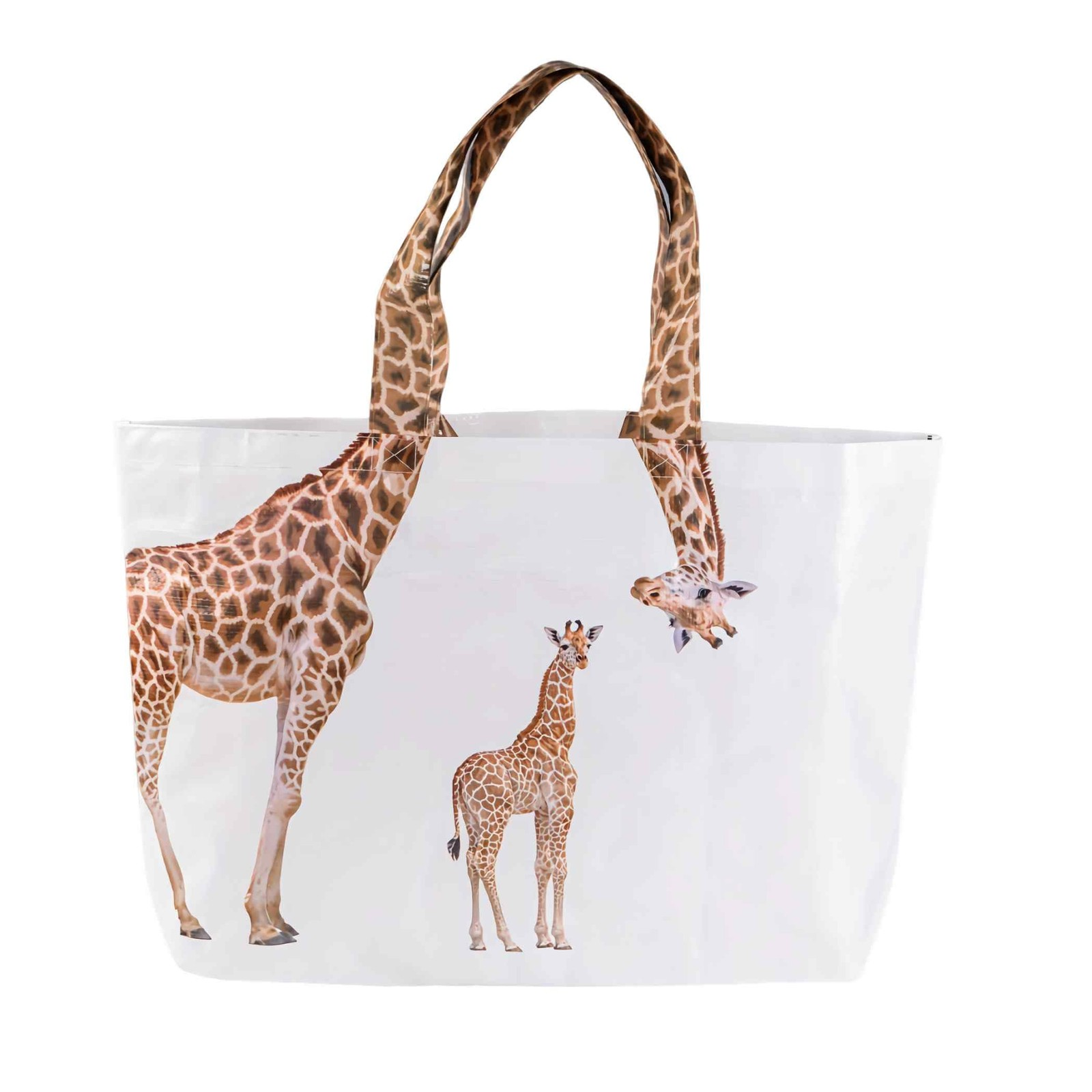 Giraffe Tote Bag for Women, Large, Tan/White, 27L, Waterproof, Reusable