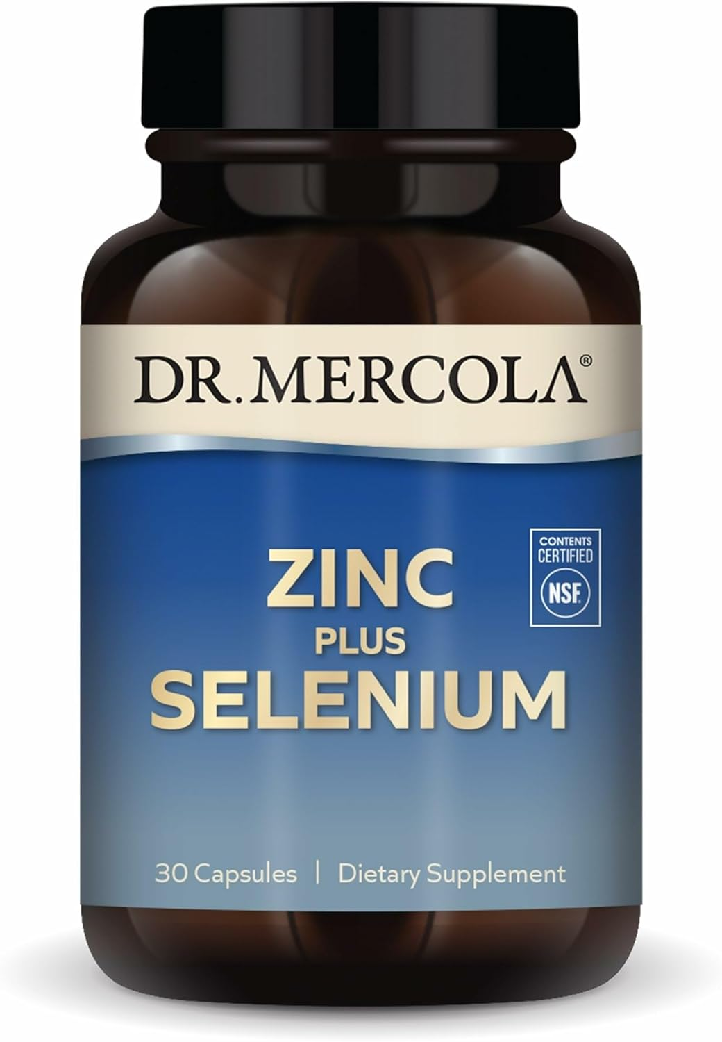 Dr. Mercola Zinc plus Selenium - Mineral Blend Supplement - for Immune, Brain & Respiratory Support - Contains Zinc Glycinate Chelate & Copper - Gmo-Free & Gluten-Free - 30 Capsules (30 Servings)