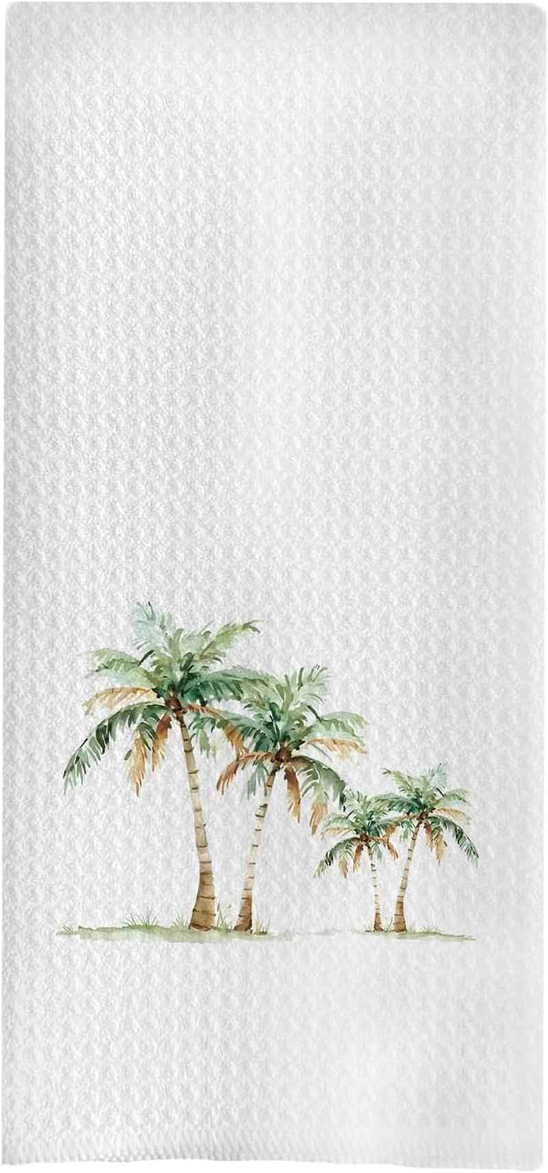 Tropical Coconut Palm Tree Kitchen Towels 16x24 - Summer Beach Dish Tea Towels for Kitchen, Tropical Decor Hand Towel for Bathroom