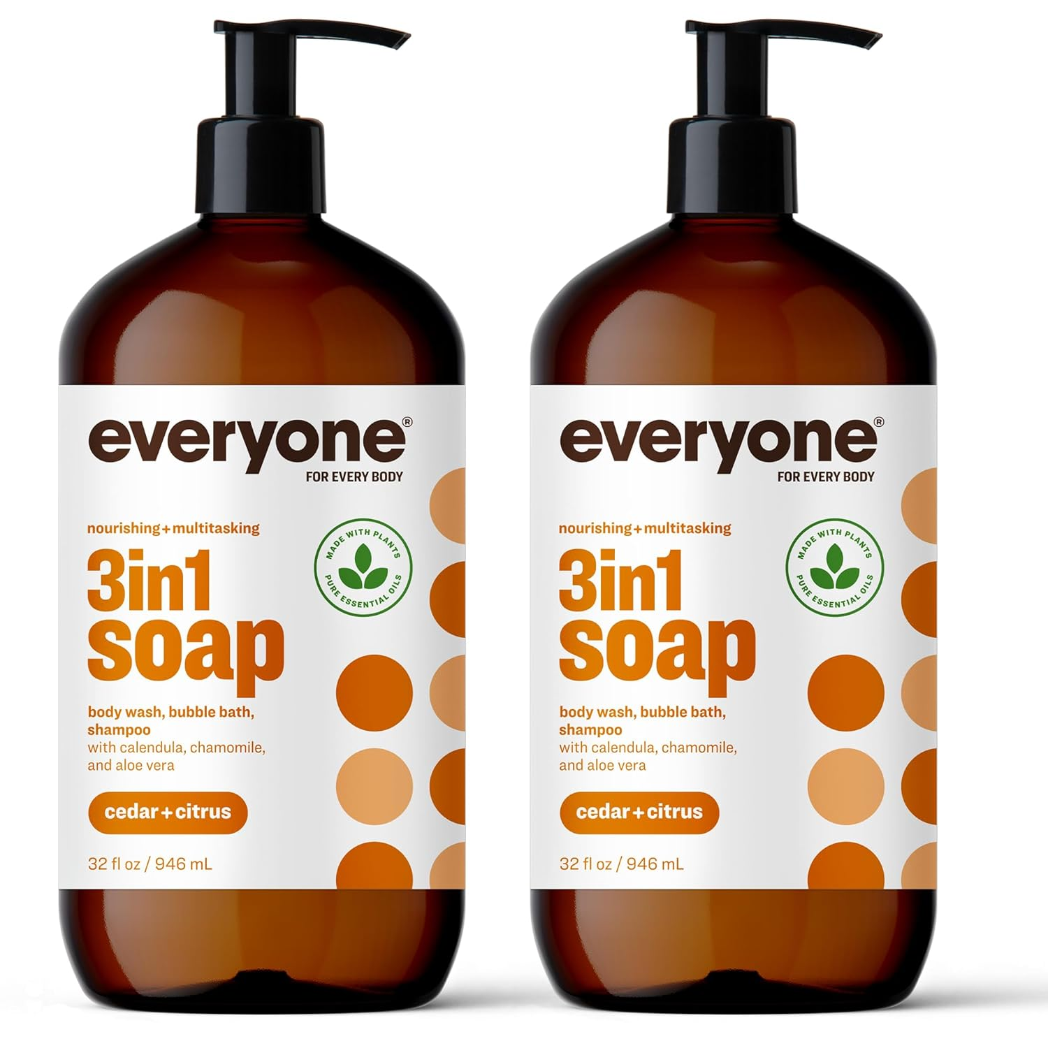 3-In-1 Soap, Body Wash, Bubble Bath, Shampoo, 32 Ounce (Pack of 2), Cedar and Citrus, Made with Essential Oils for Men and Women