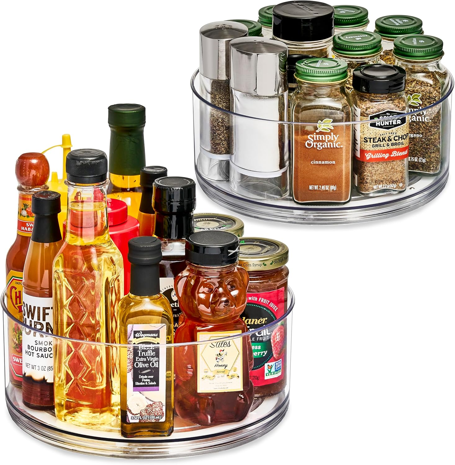 9 Inch Clear Lazy Susan Organizer, Turntable Organizer for Spice Organization for Cabinet, Lazy Susan Turntable for Kitchen, Home, Office, Closet, Classroom, Laundry Room Organization (2-Pack)