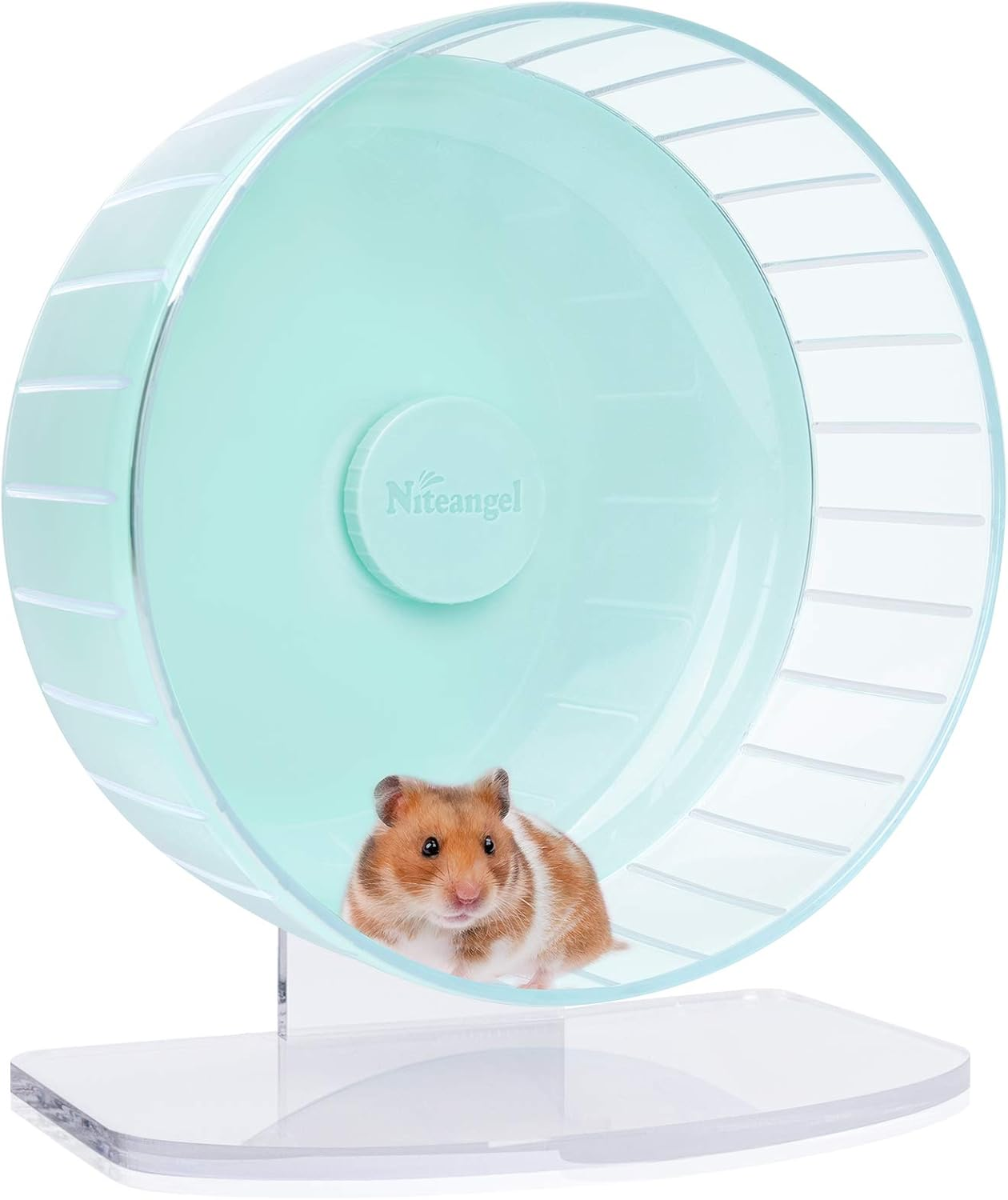 Super-Silent Hamster Exercise Wheels: - Quiet Spinner Hamster Running Wheels with Adjustable Stand for Hamsters Gerbils Mice or Other Small Animals (L, Mint Green)