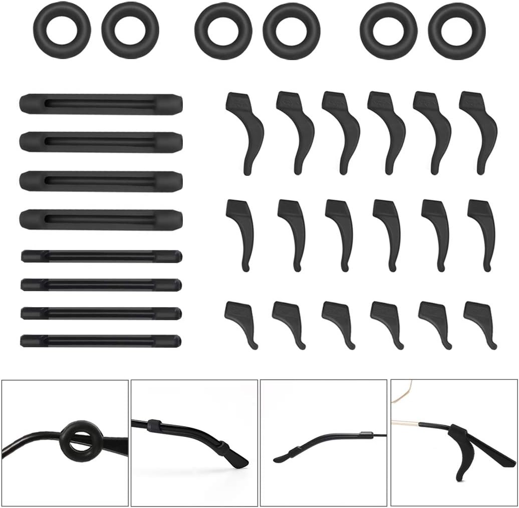 16 Pairs Eyeglasses Ear Grip Hooks, Anti-Slip Holder as in Picture, Black