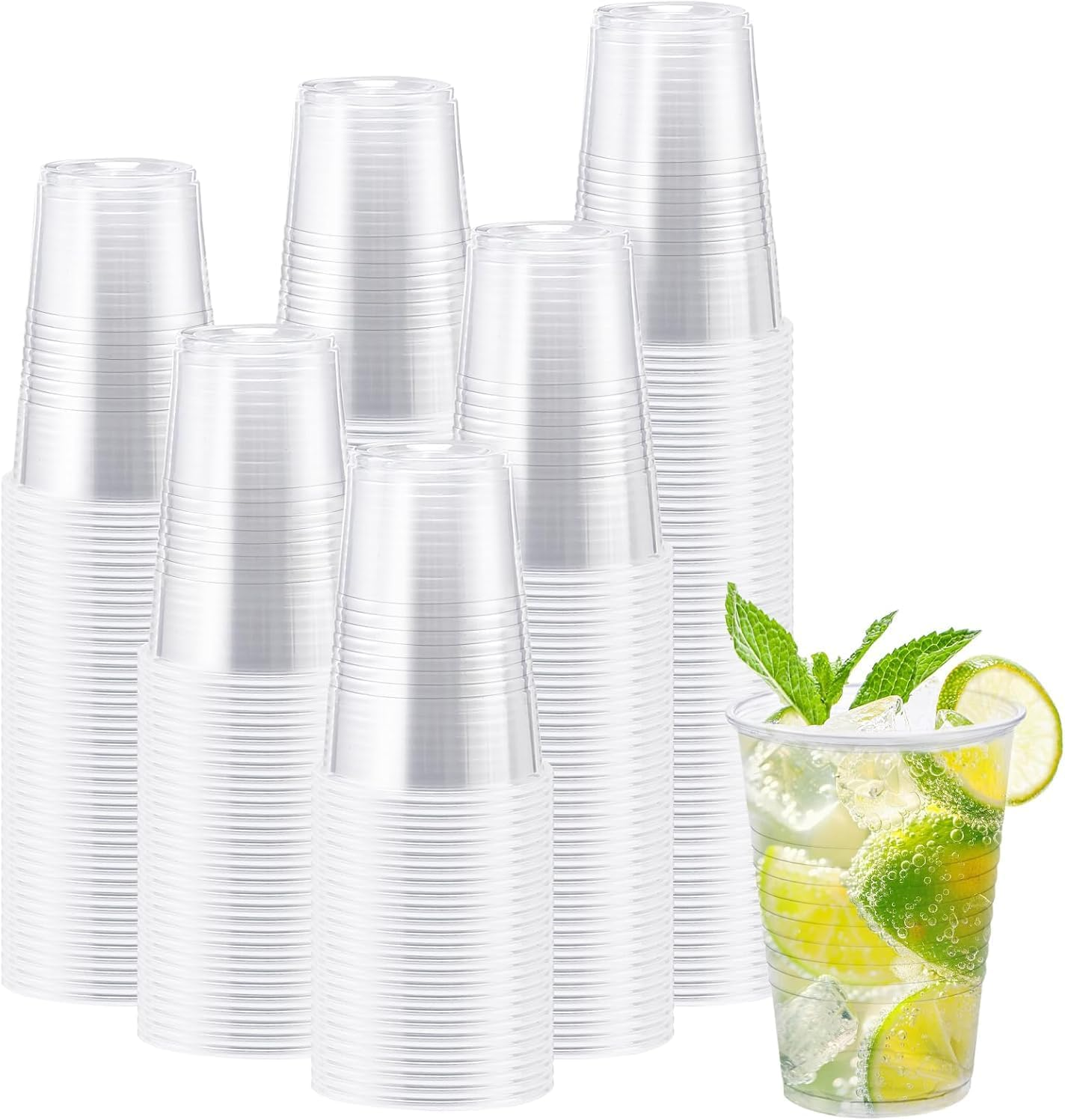 300 Pack 12 Oz Clear Plastic Cups,12 Ounce Disposable Cold Drinking Cups for Party, Picnic, BBQ, Travel, Christmas, Events