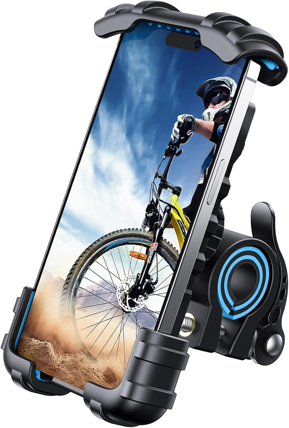 Bike Phone Holder, Motorcycle Phone Mount - Motorcycle Handlebar Cell Phone Clamp, Scooter Phone Clip for Iphone 14 Plus/Pro Max, 13 Pro Max, S9, S10 and More 4.7