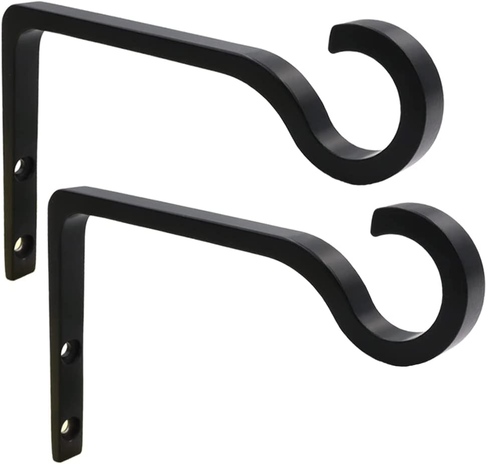 Hanging Plant Bracket 6inch Metal Plant Hook Shepherds Hook Decorative Wall Plant Hanger for Hanging Lanterns, Bird Feeder, Flower Basket, Home Decor Indoor & Outdoor 2 Pack (Black)