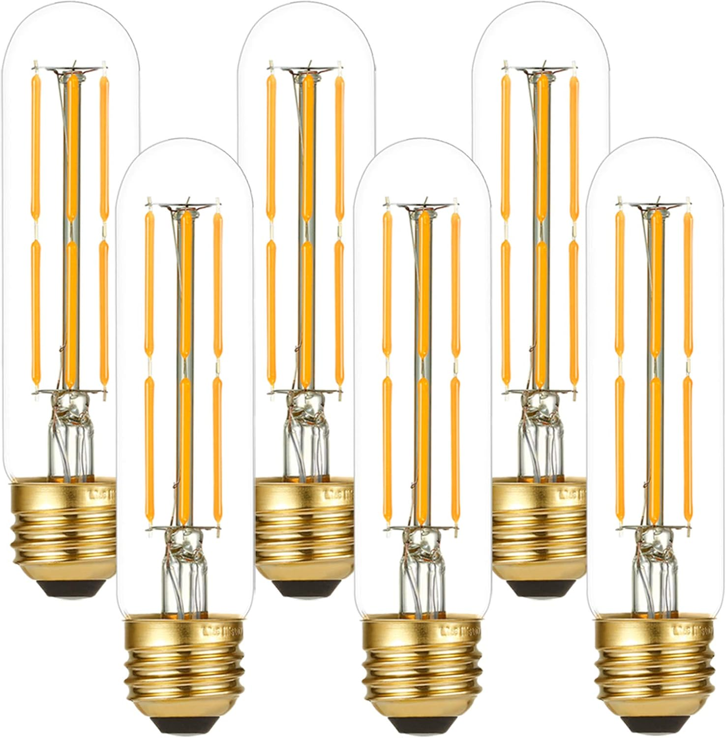 Dimmable E26 Edison Bulb 6W Equal 60 watt Light Bulb AC120V Warm White 2700K Edison Light Bulbs 60 Watt 600LM Tubular T10 led Bulb for Rustic Pendant,Chandeliers,Wall sconces,Vanity 6Pack