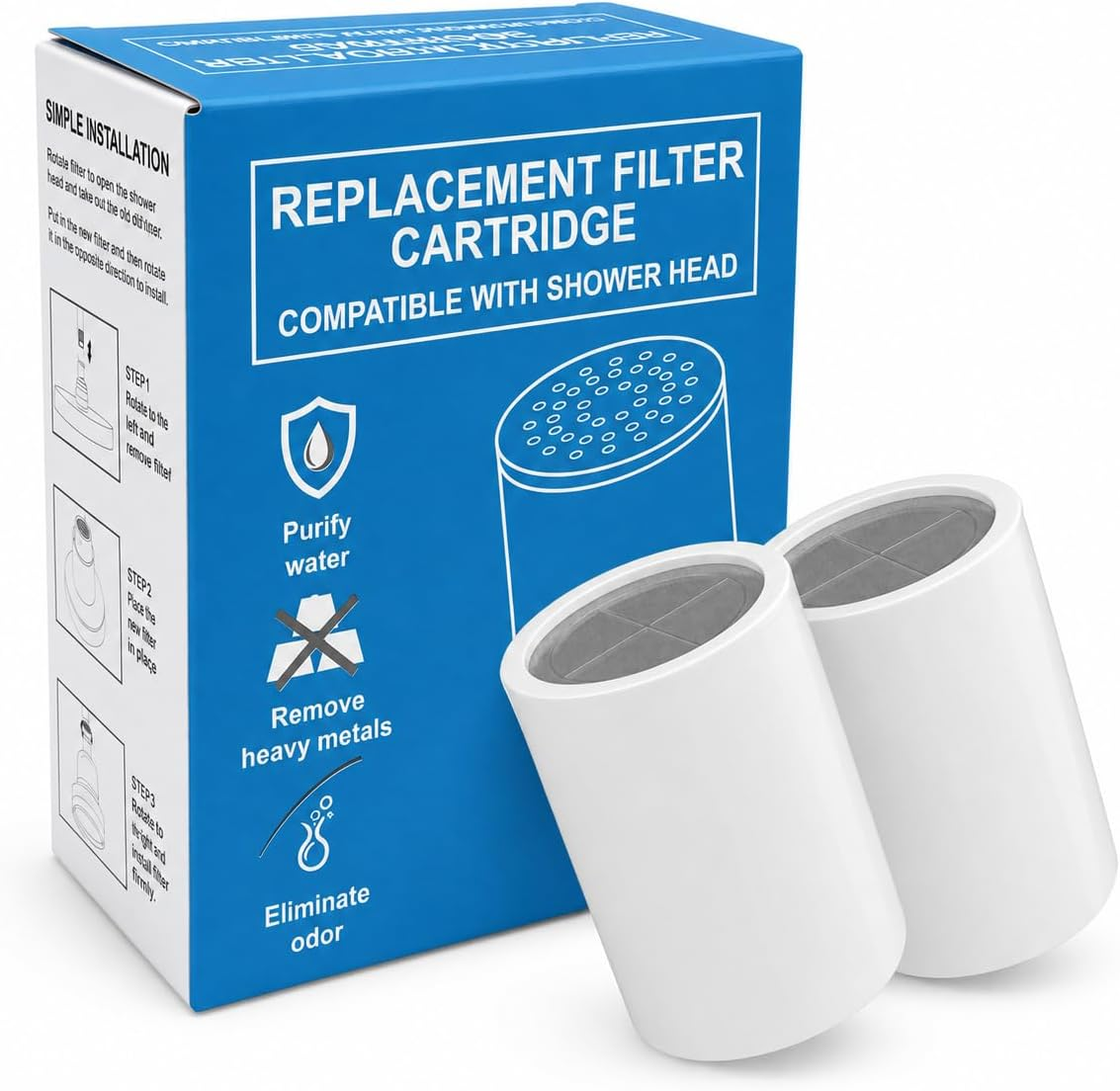 Cartridge Shower Filter Replacement for Eskiin Shower Head-2Pack
