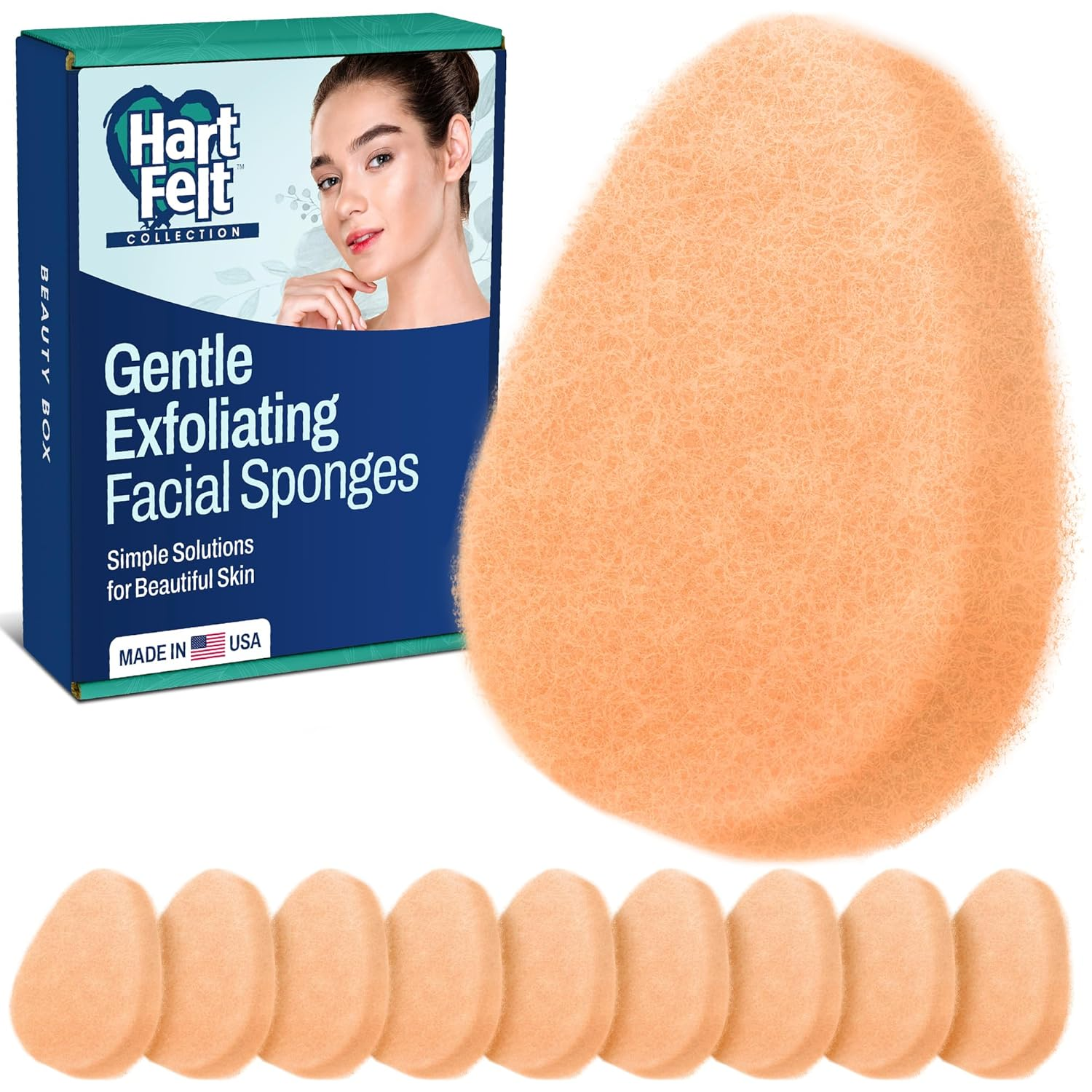 [10 Pack] Gentle Exfoliating Facial Sponge for Face - Daily Cleansing Face Scrubber - Buf Dirt Away with Puf Styled Reusable Face Pads for Removing Makeup, Dirt, and Dead Skin