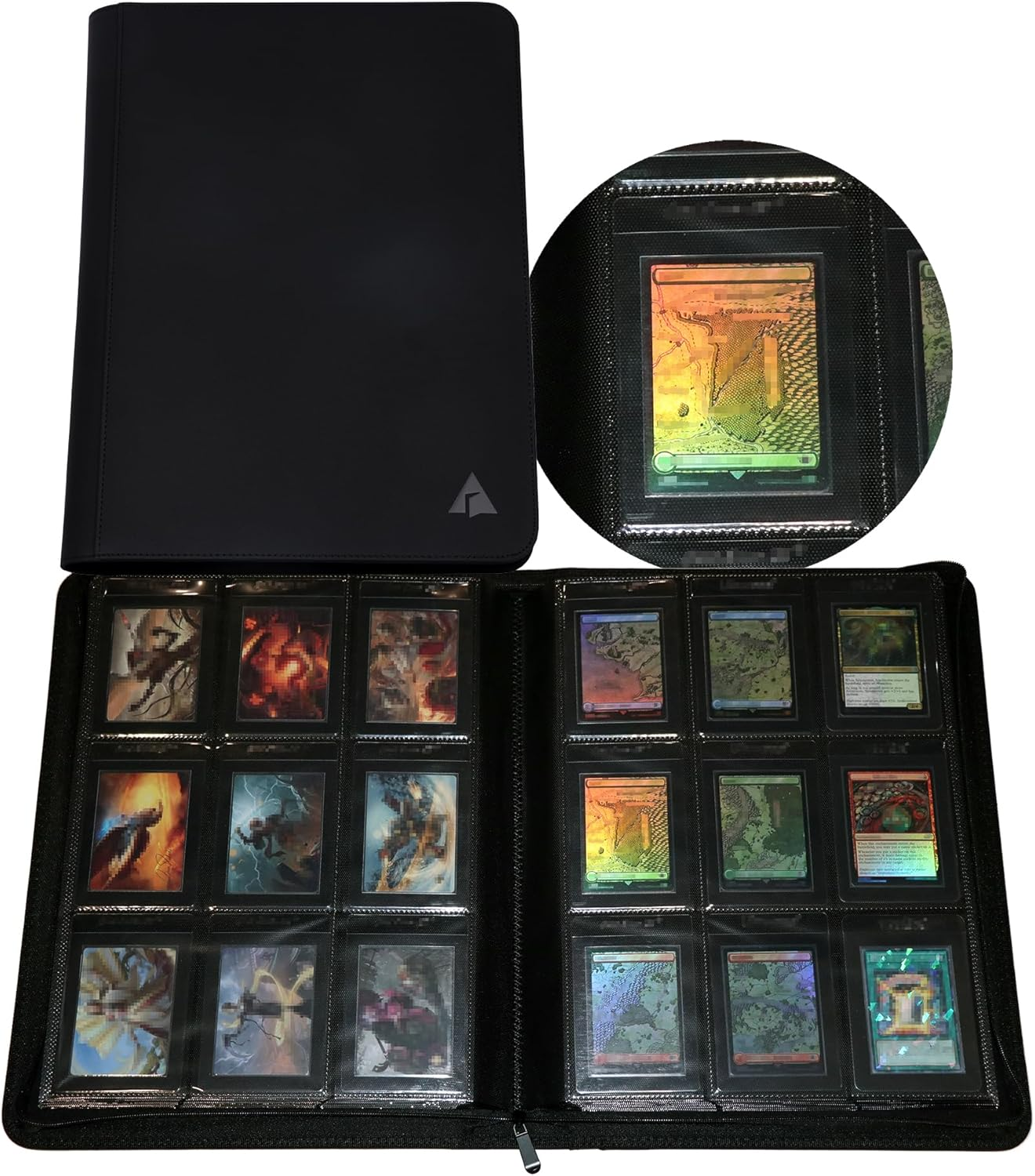 9-Pocket Semi-Rigid Card Holder Binder – Holds 468 Semi-Rigid Card Holders, Side-Loading Ringless Album for TCG & Sports Cards