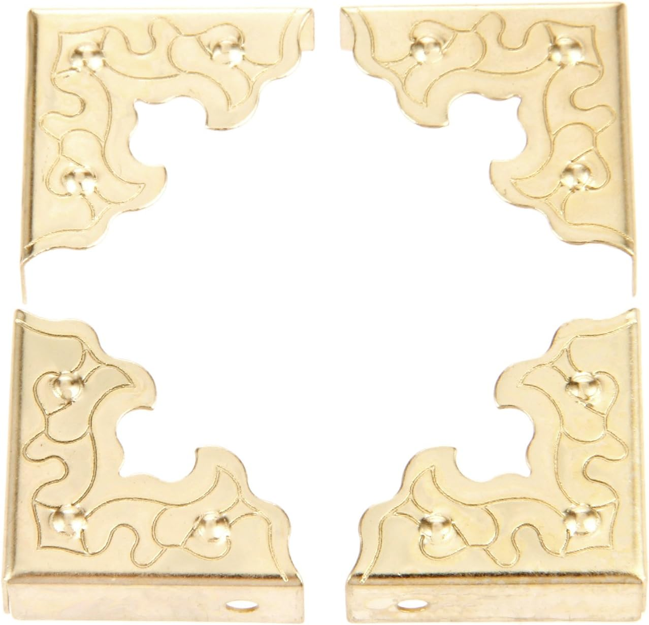 10Pcs Metal Decorative Corner Protectors, Vintage Style Edge Safety Guards Covers for Picture Frame Jewelry Box Gift Box Wooden Case Cabinet Furniture, Gold 0.98