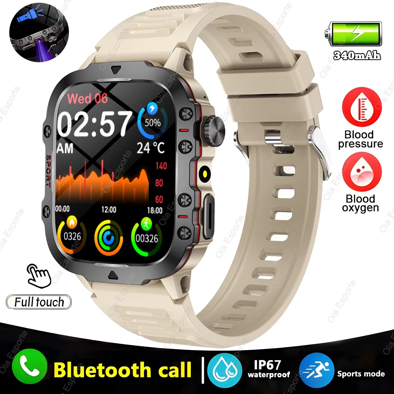 2025 Nouvelle Montre Intelligente Militaire Hommes IP68 5ATM Sports De Plein Air Fitness Tracker Surveillance De La Santé 1.81 Pouces Appels Bluetooth Smartwatch