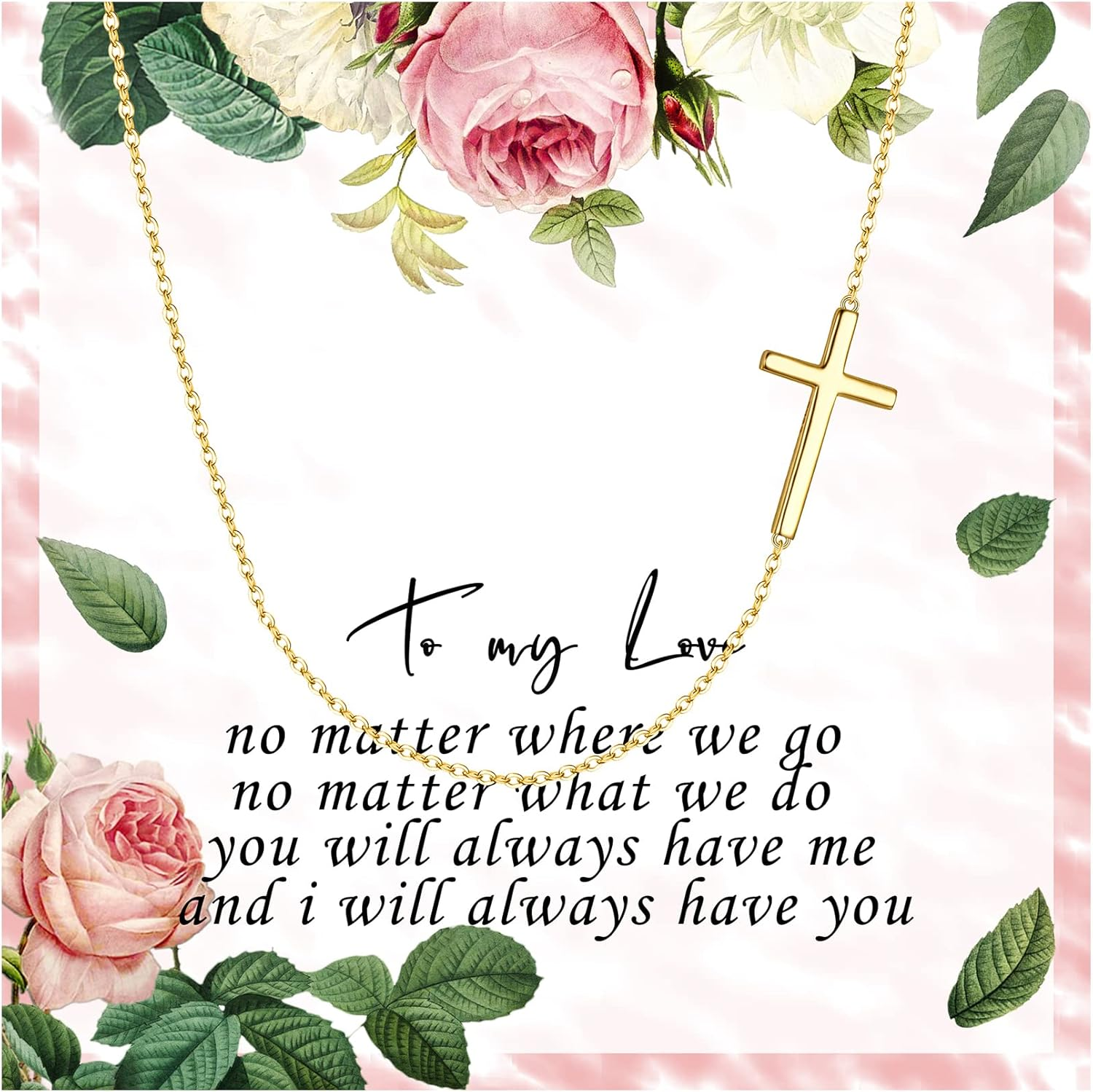 925 Sterling Silver Simple Sideways Gold Cross Pendant Love Jewelry Gifts Women