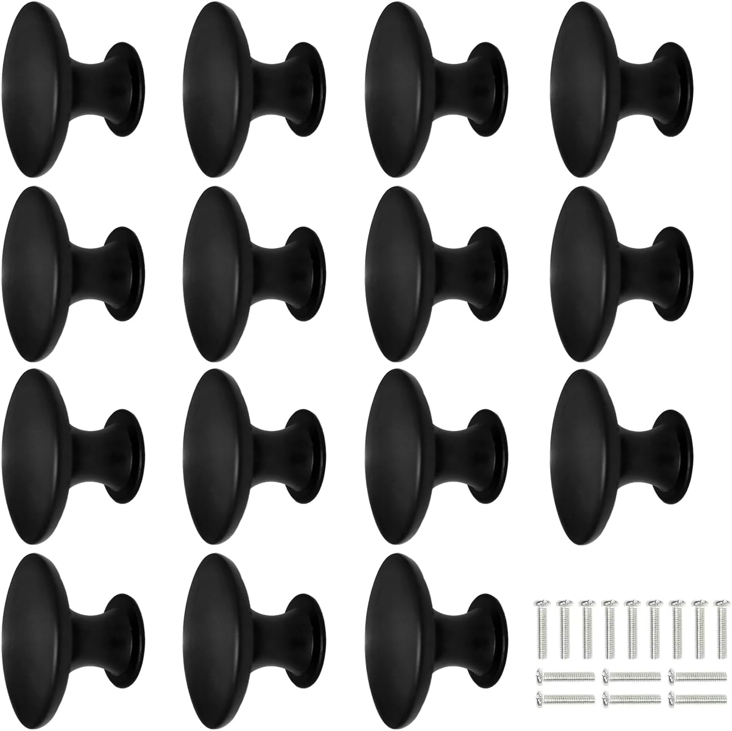 15PCS Black Drawer Knobs 30Mm, Cabinet Door Knobs, Cupboard Handles