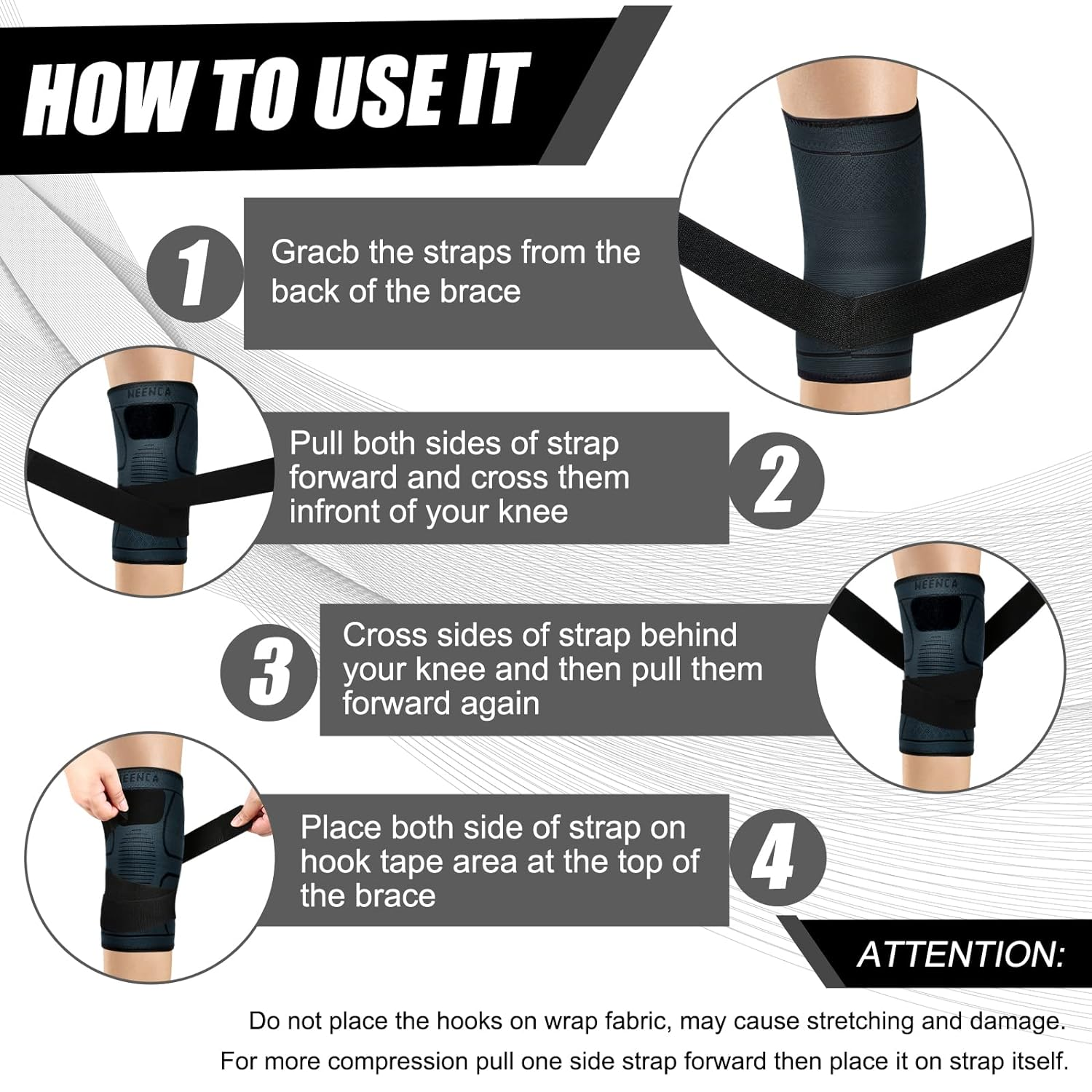 NEENCA Knee Braces for Knee Pain- 2 Pack Knee Sleeves for Pain Relief Set, Kn... - Picture 8 of 22