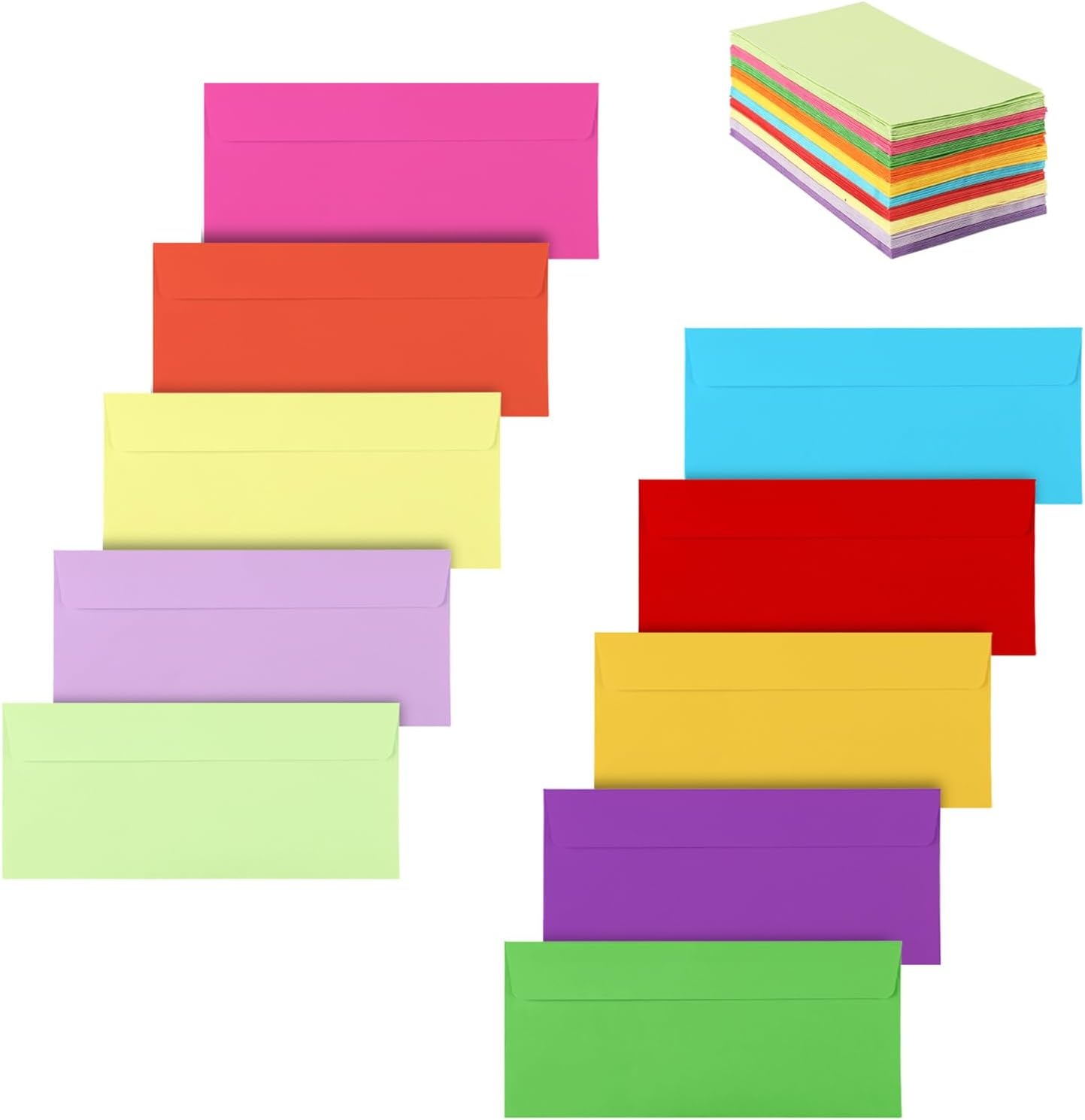 50 Pack Colorful Envelopes #10,Envelopes Letter Size,#10 Business Envelopes,Envelope Self Seal for Business,Office Checks,Letter,Mailing Invoices,Invitation(4.13 x 9.49 in)