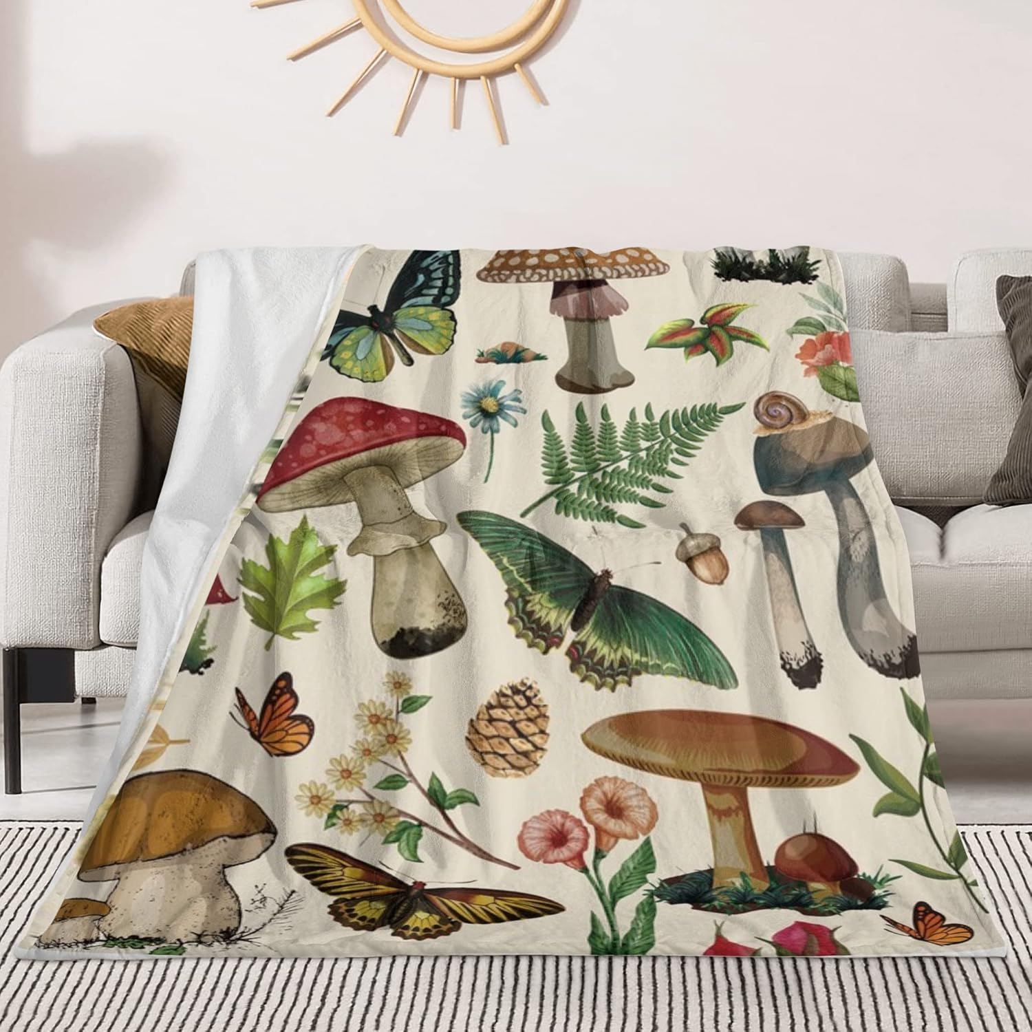 Mushroom Blanket Gifts for Women Soft Cozy Fleece Flannel Mushroom Throw Blanket All-Season for Sofa Couch Cottagecore Room Decor Blankets for Adults Teen 60