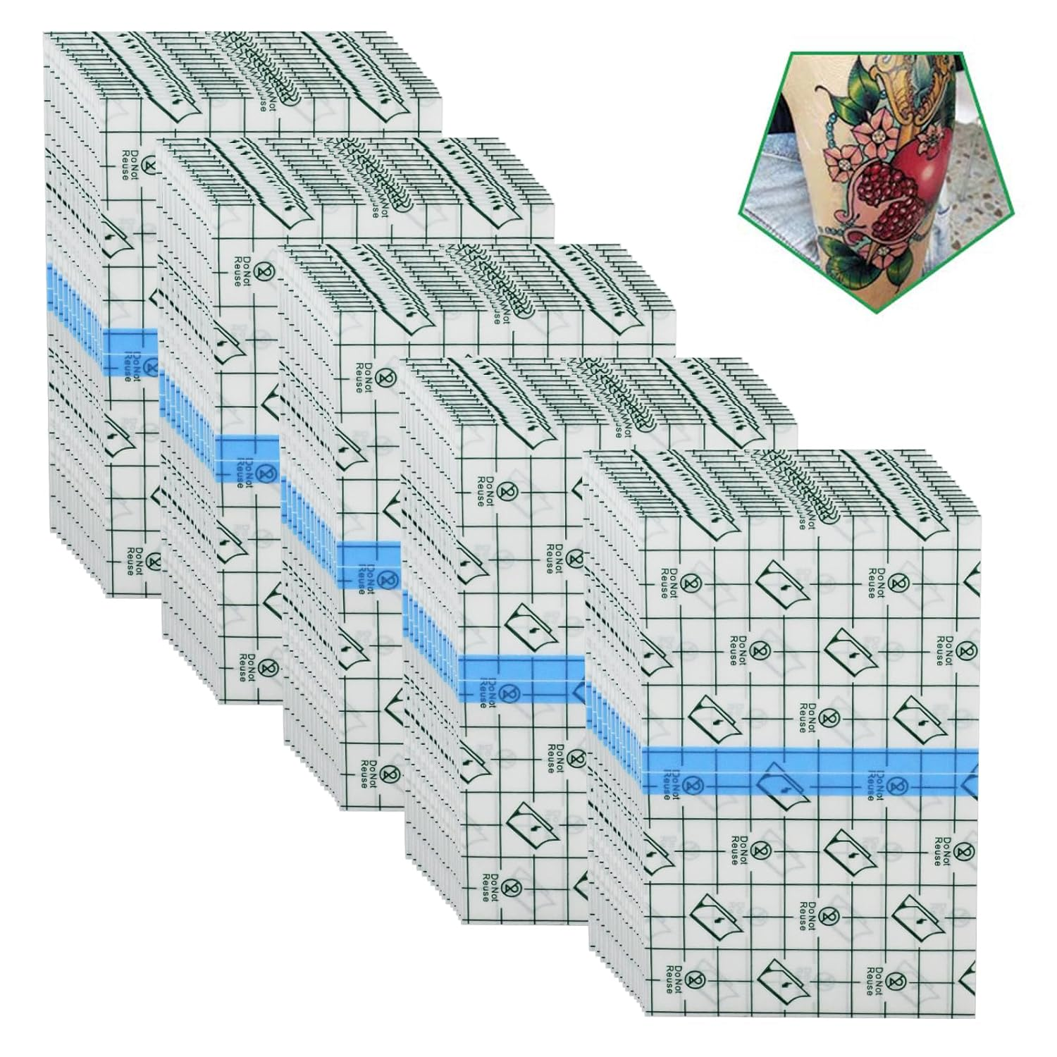 50 Pieces 4 X 6 in Stretch Waterproof Adhesive Bandages Transparent Film for Tattoo Aftercare and Skin Repair Adhesive Tattoo Supply Wrap