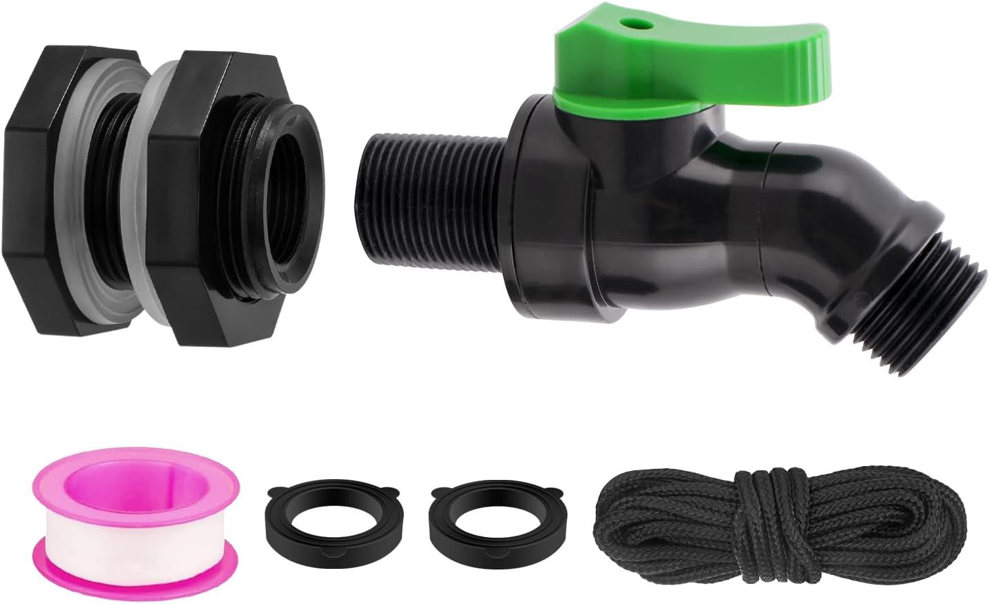 Kit de Grifo para Barril de Lluvia Plastico Valvula PVC 3/4 Conector Tanque