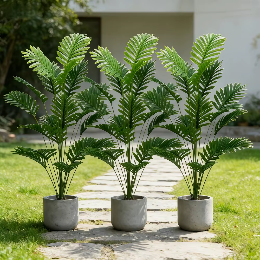 65-128CM Large Artificial Palm Tree Tropical Green Leaves Fake Plants Plastic Monstera Faux Tree Branch for Home Kitchen Decor