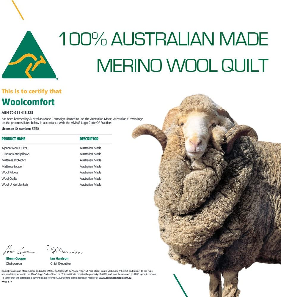 Australian Made Merino Wool Quilt/Doona/Duvet 700GSM (240x210cm King) - Picture 3 of 14