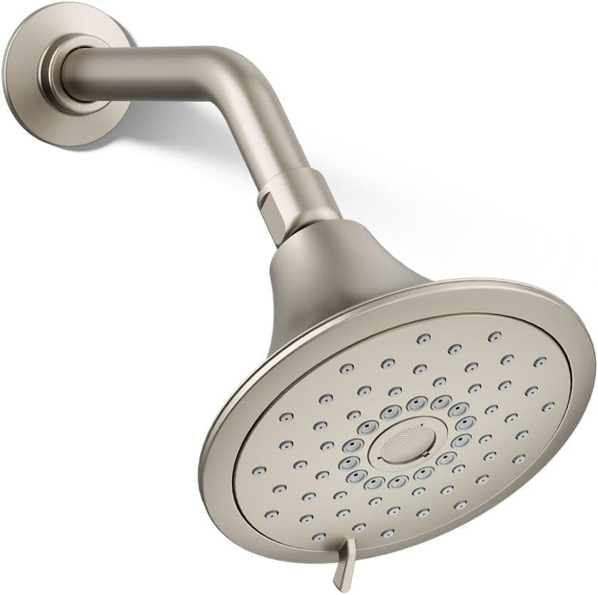 KOHLER 22169-BN Forte Multifunction Showerhead, Wall-Mount, 3 Spray Settings, 2.5 GPM, Vibrant Brushed Nickel