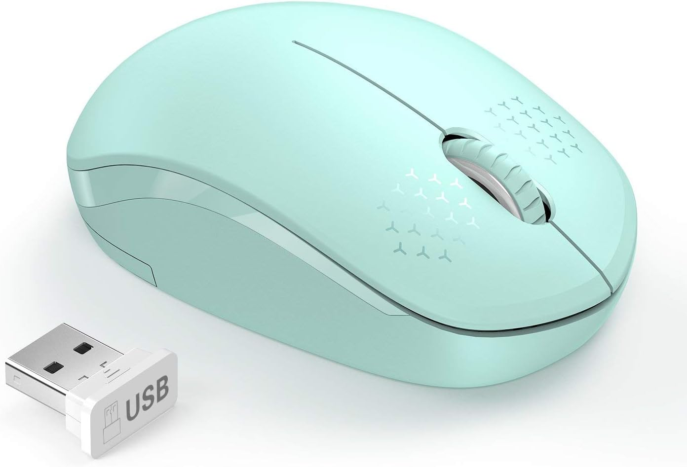 Seenda Wireless Mouse, 2.4G Noiseless Mouse with USB Receiver - Portable Computer Mice for PC, Tablet, Laptop with Windows System - Mint Green