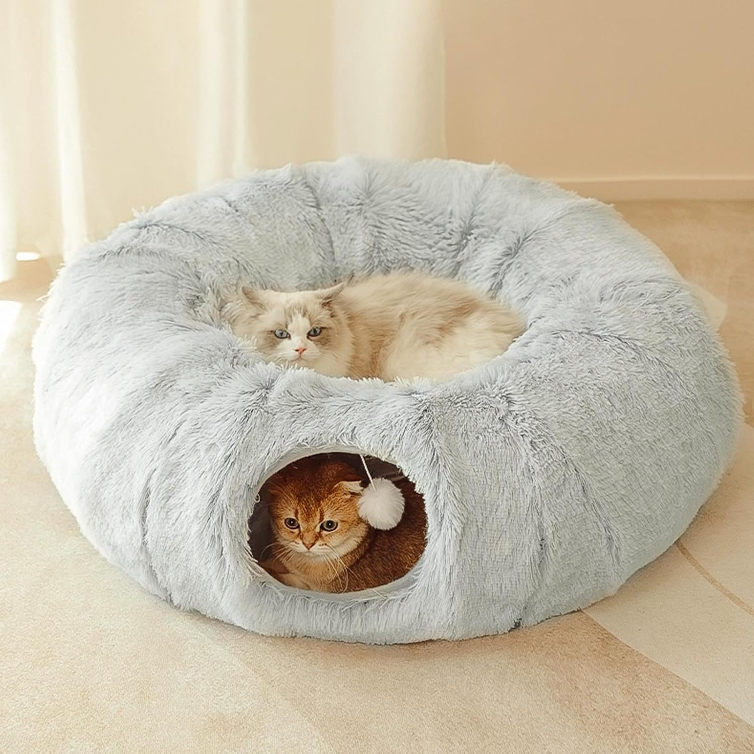 Bininl Cat Tunnel - Peekaboo Cave Bed for Indoor Pets, Donut-Shaped House Wit... - Picture 12 of 17