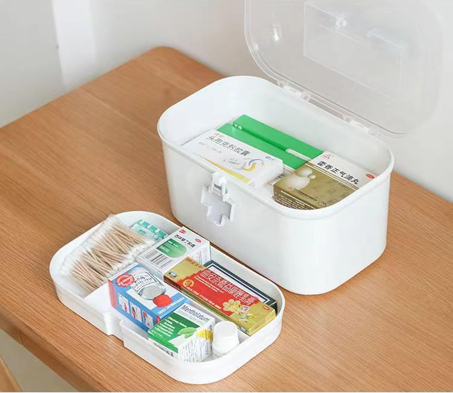 2 Layers Plastic First Aid Box with Portable Handle,Emergency Medicine Kit Ca... - Picture 9 of 14