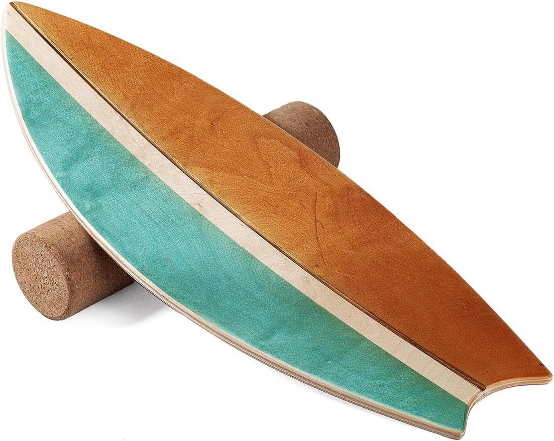 Balance Board Indoor Surfboard Surf Style Home Fitness with Wheel for Exercise, Athletic Training and Board Sports - Fun Workout Equipment for Balance, Stability and Improving Core Strength
