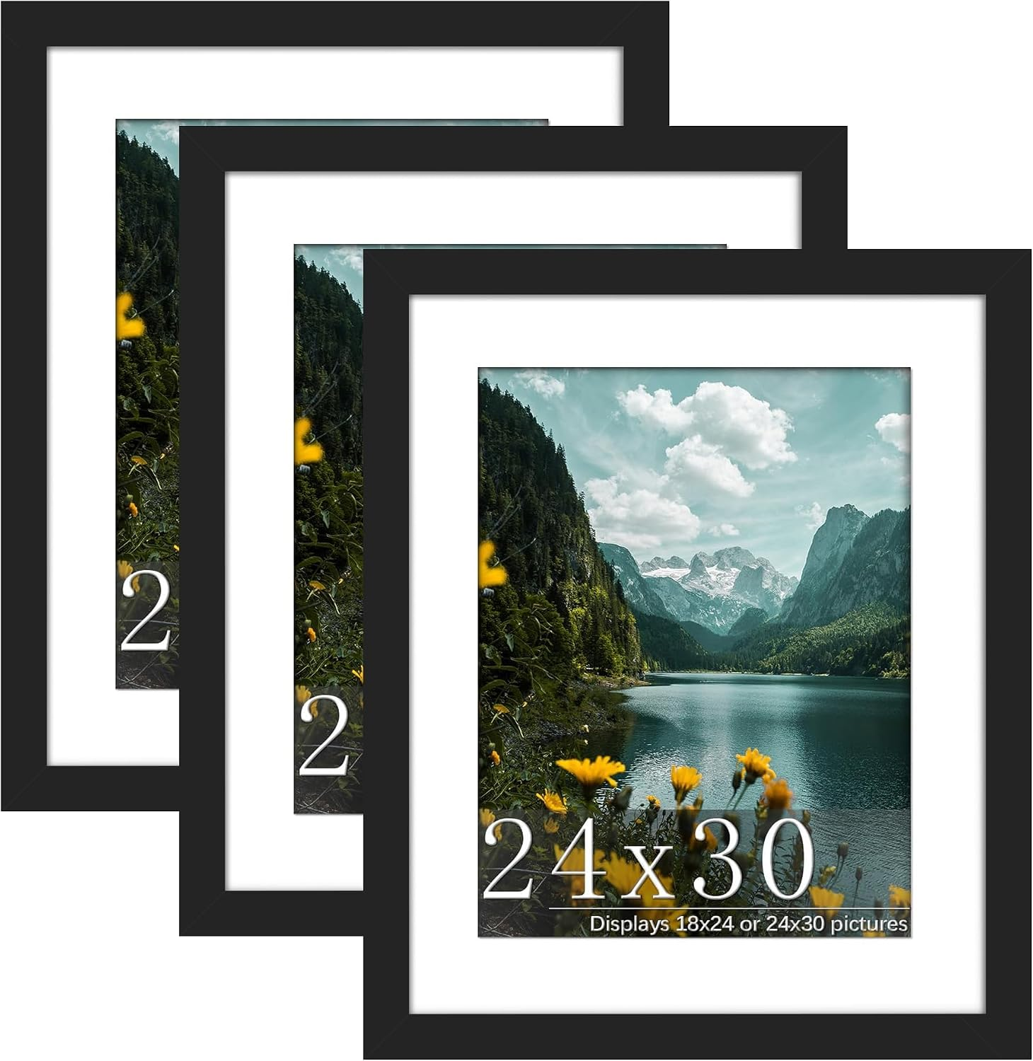 Picrit 24X30 Black Puzzle Frame, Picture Frame for Wall, 3 Pack