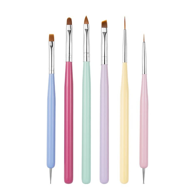 6 PCS Nail Art Brushes Set, Nail Painting Brushes Nail Art Liner H - 6PCS