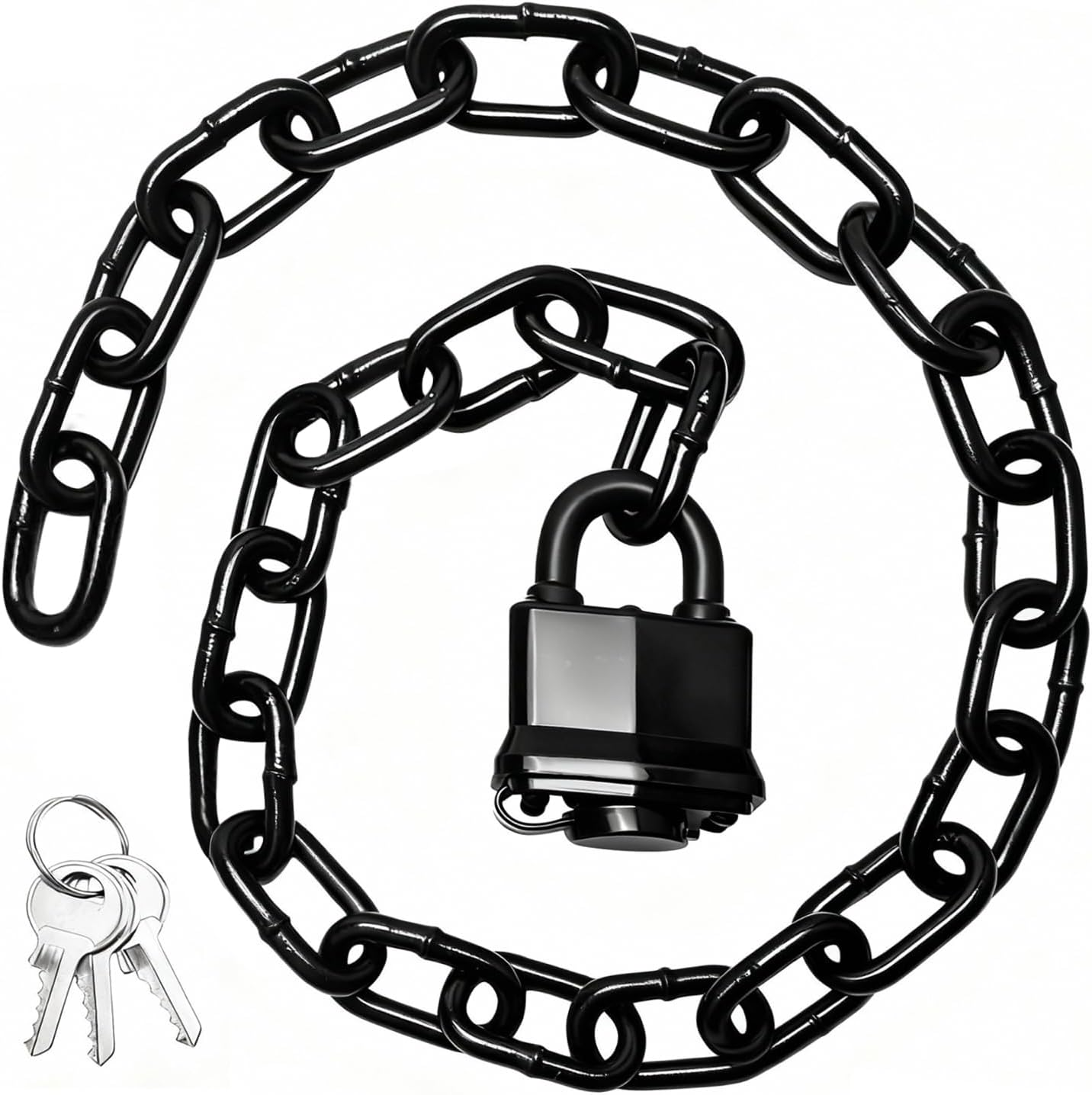 Weather-Resistant Chain Lock - Heavy Duty Upgraded Padlock with Gate Chain, Anti