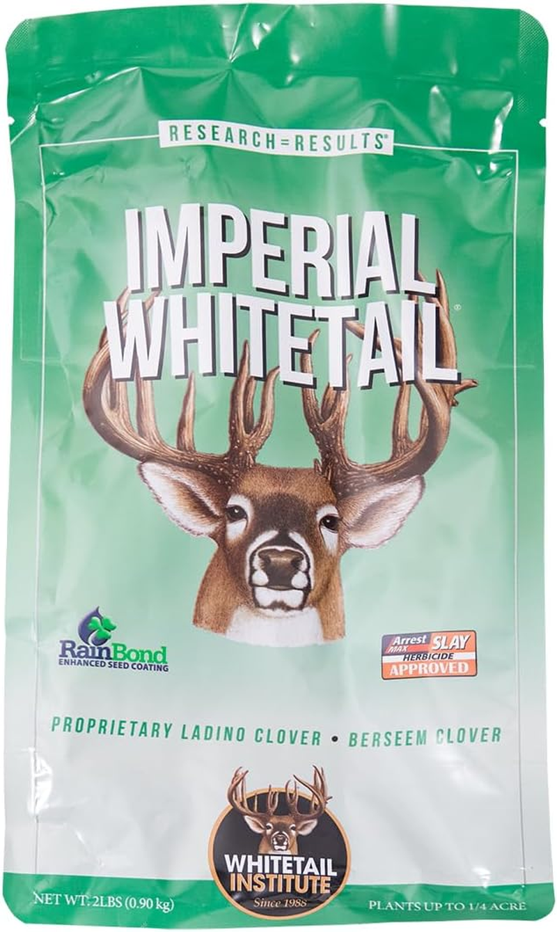 Whitetail Institute Imperial Clover Deer Food Plot Seed for Spring or Fall Planting, Promotes Antler Growth and Attracts Deer, Heat, Cold and Drought Tolerant, 2 Lbs (.25 Acres), White