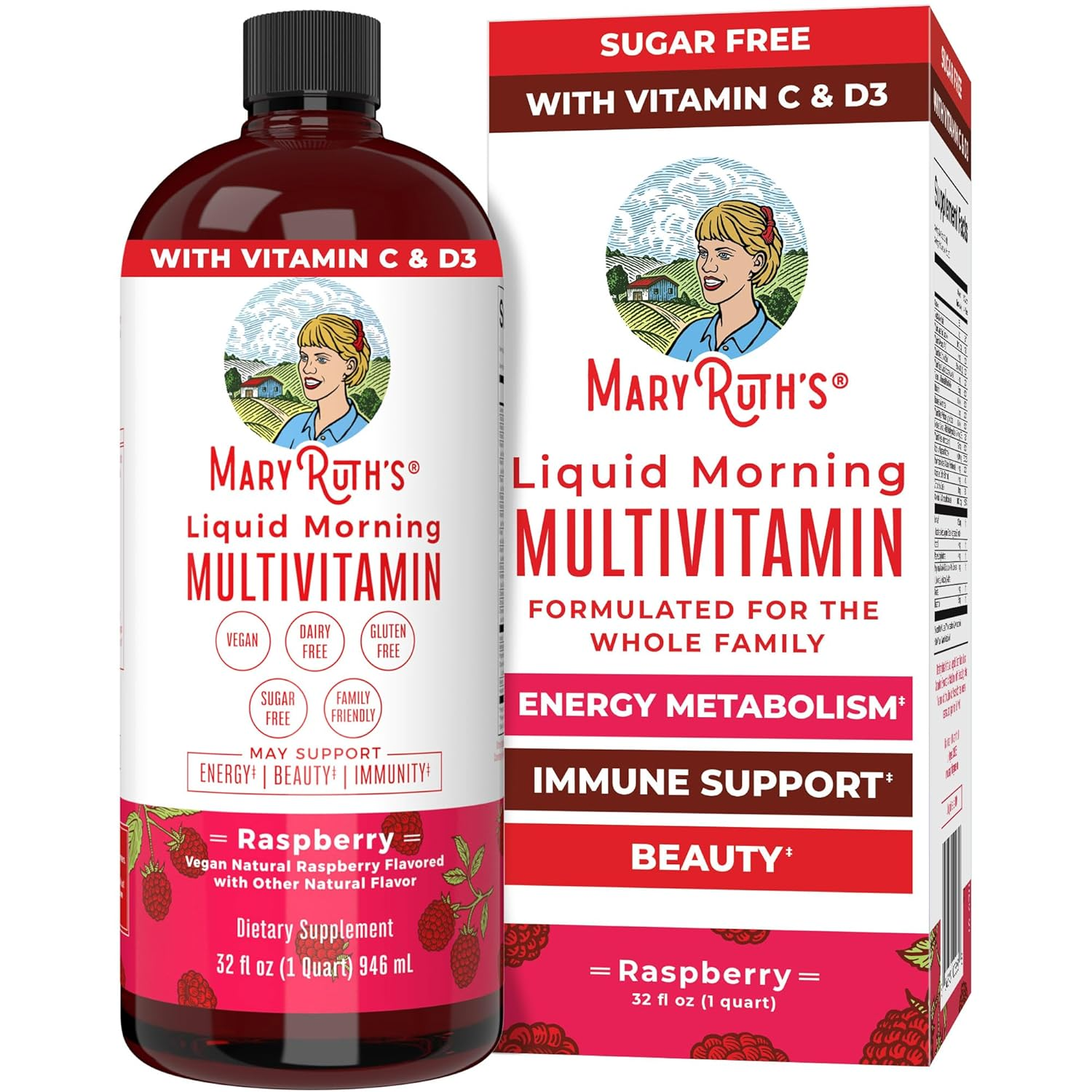 Multivitamin for Women, Men & Kids by Maryruth'S | Liquid Morning Multivitamin | Mens, Womens Vitamins | Vitamin a C D E B6 B12 Biotin Zinc | Beauty | Vegan | Non-Gmo | Gluten Free | 32 Servings