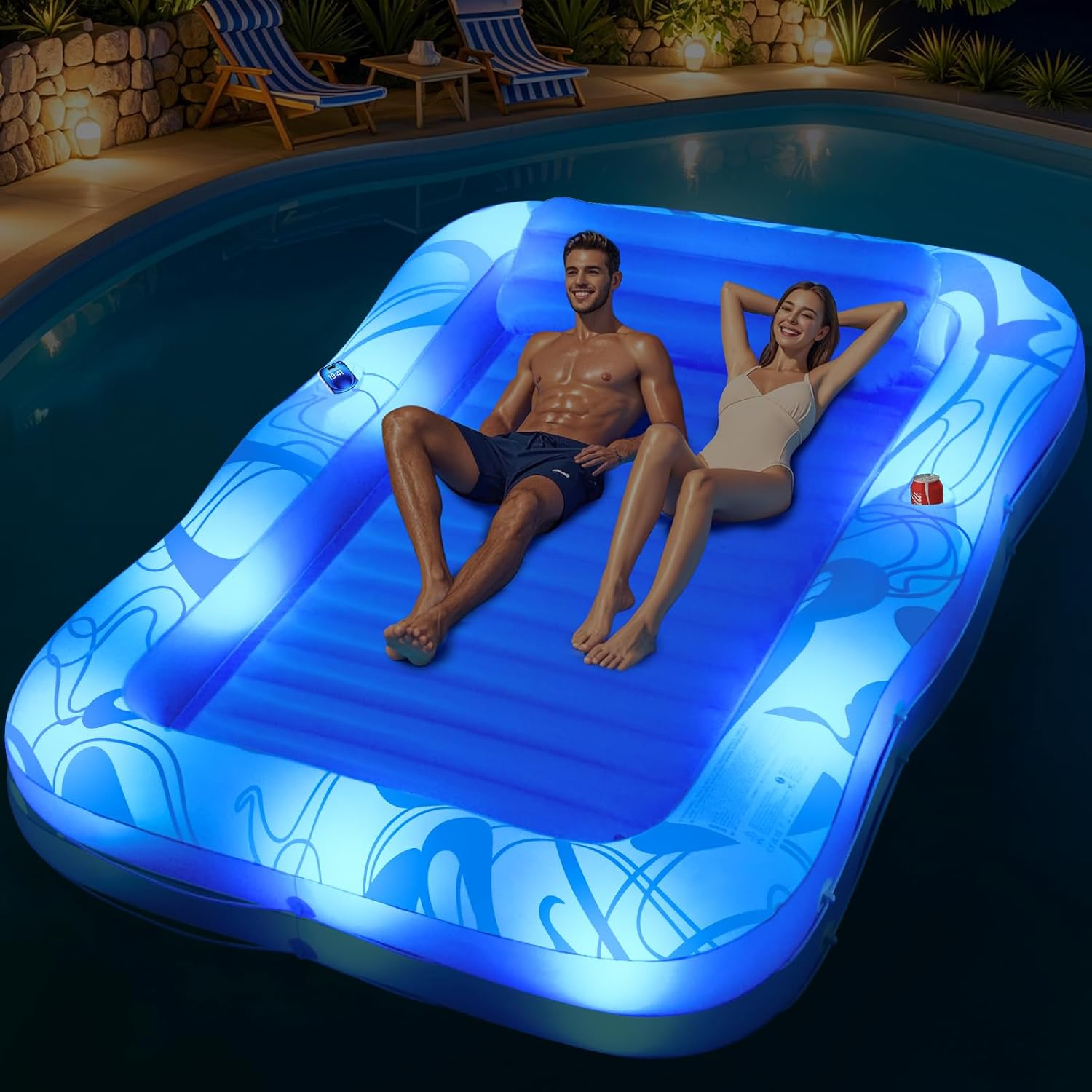 Inflatable Tanning Pool Lounger with Lights,81