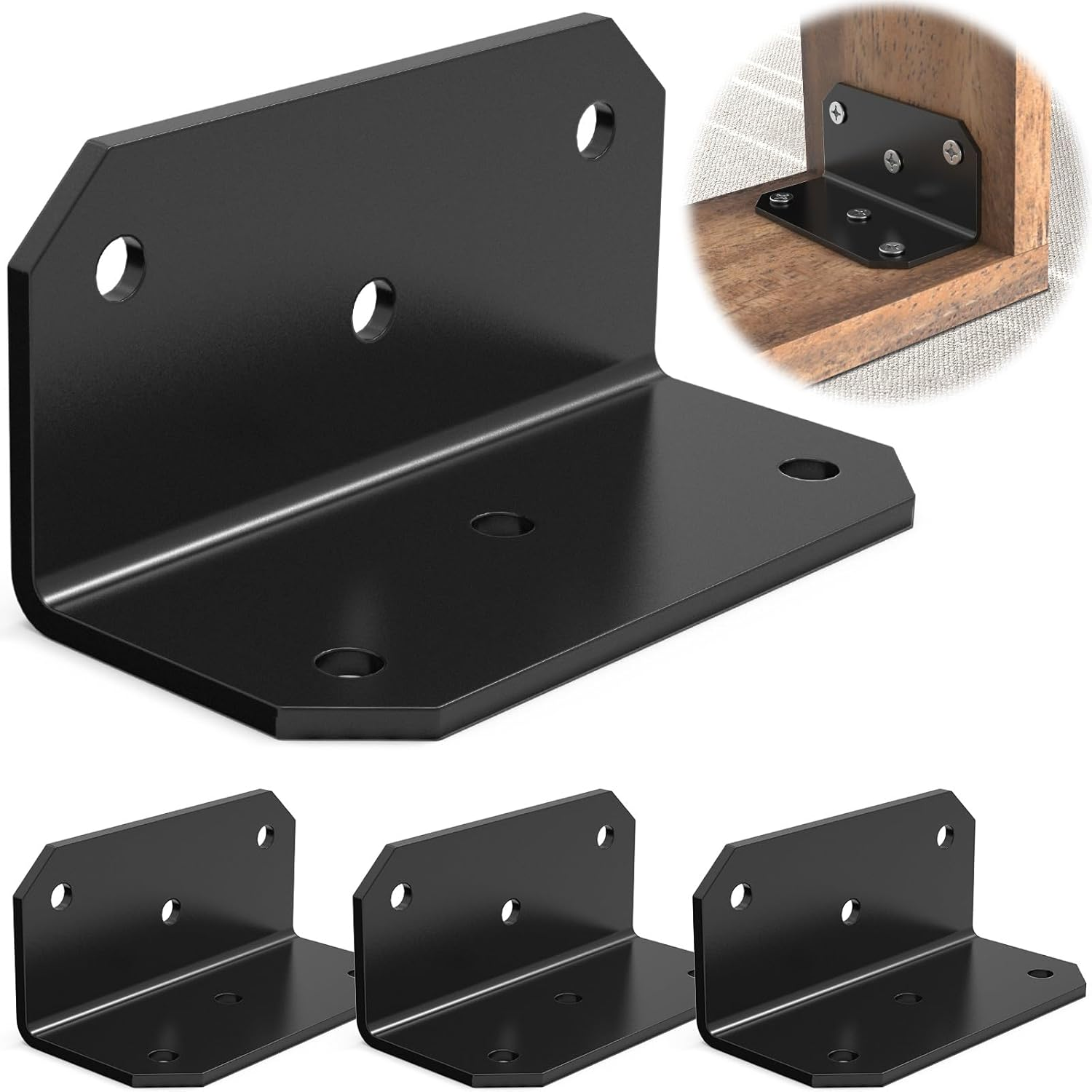 2X4 Galvanized Corner Brace, 90 Degree Angle Iron Brackets with Holes,Heavy Duty L Bracket for Wood Fence , Angle Brackets for Shelves , Raised Garden Bed Steel Corner Brackets (4Pcs)