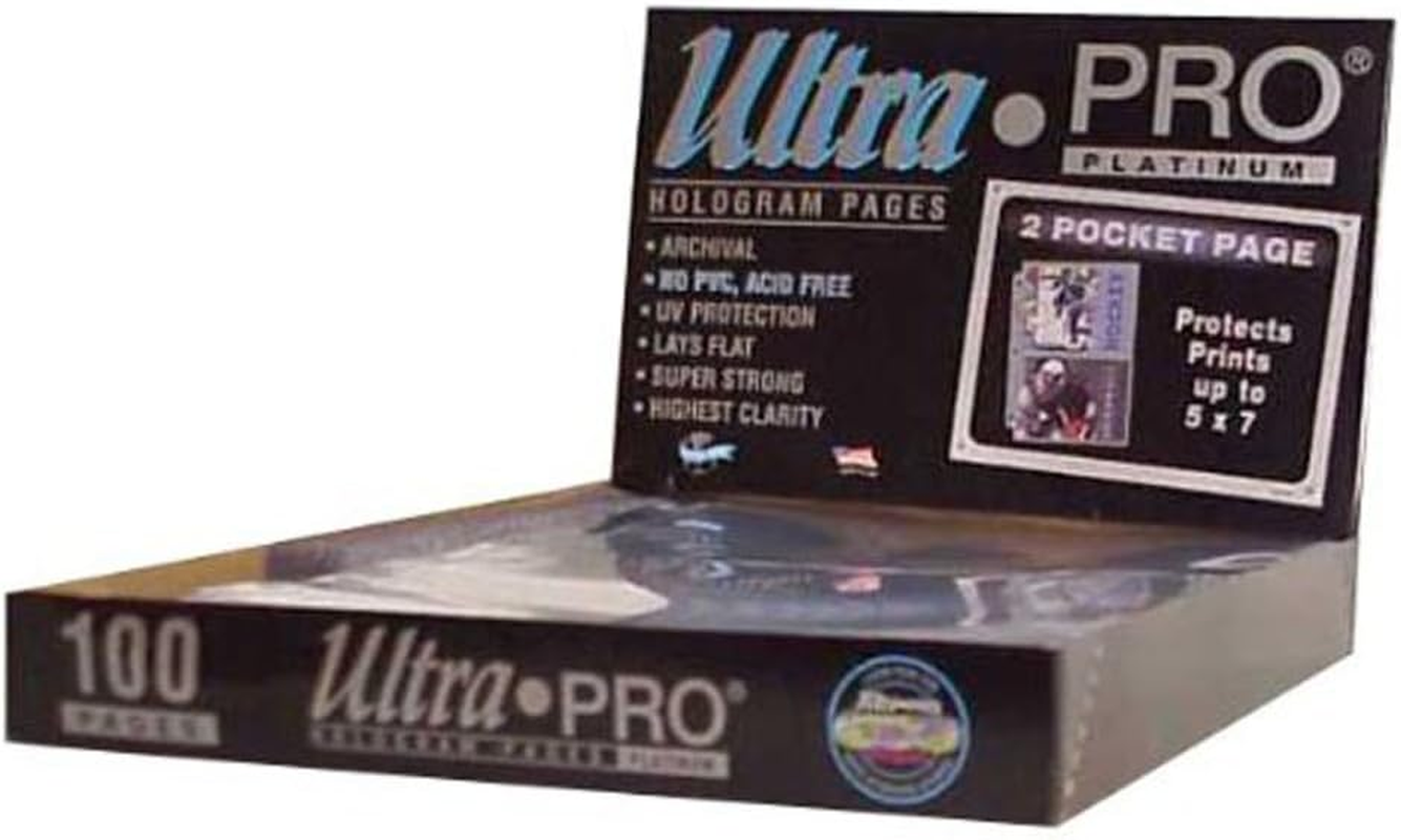 Ultra PRO - 2-Pocket 5''X7'' Platinum Series Pocket Pages 100Ct - Perfect for Protecting and Storing Photos and Cards, Great for Sports Memorabilia Photos, Post Cards, and Large Collectible Cards
