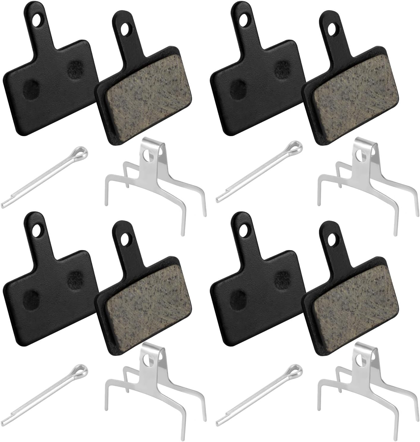 4 Pairs Bike Brake Pads, Resin Semi-Metal Bicycle Disc Brake Pads Replacement for Mountain MTB Ebike for Tektro Shimano TRP Deore Br-M575 B01S Mt200 M525 M515 T615 T675 M505 M495 M486 M485
