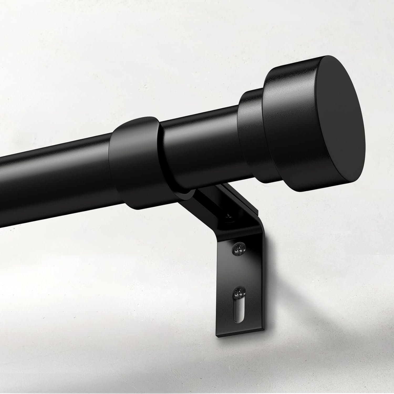 66 to 120 Inch Adjustable Black Curtain Rod Set 1 Inch Heavy Duty